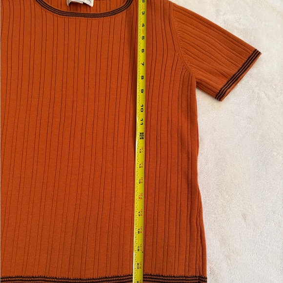VTG 90s Casual Corner Annex Ribbed Knit Top Made in Australia Rust Orange - Picture 5 of 6